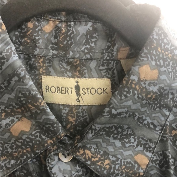 Robert Stock Men's Casual Button Down Shirt - Blue Pattern - Picture 2 of 4